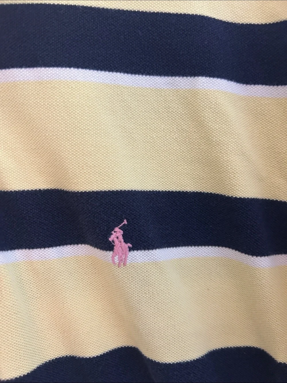 Polo Ralph Lauren Men’s XL Yellow Navy Striped Polo Shirt Pink Pony